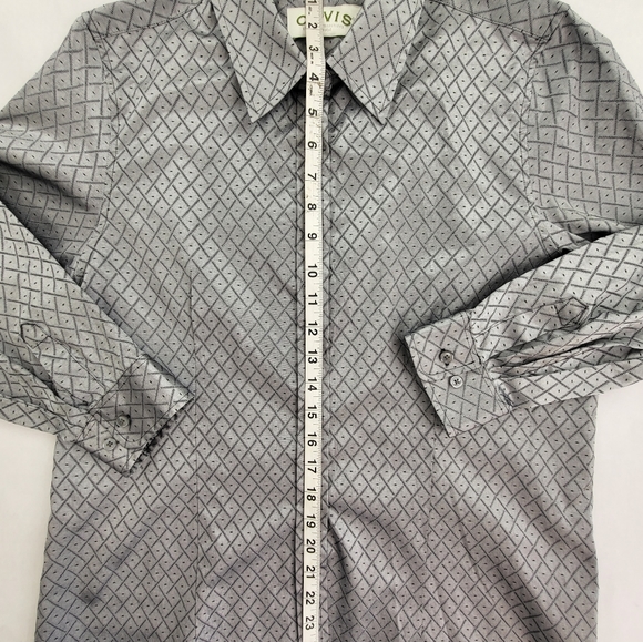 Orvis Button Down Shirt Womens Size 12 Gray Triangle Pattern Long Sleeve Shirt - Picture 5 of 8